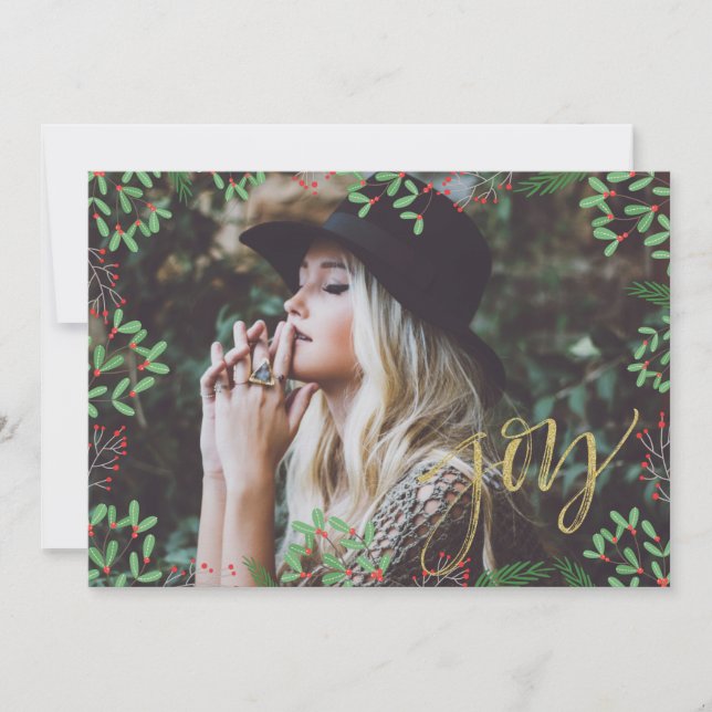 Joy Faux Guld Script Julkort (Framsida)