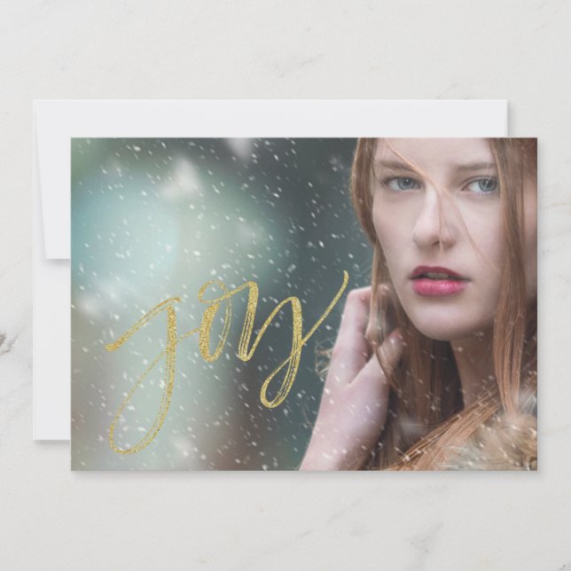 Joy Faux Guld Script Julkort (Framsida)