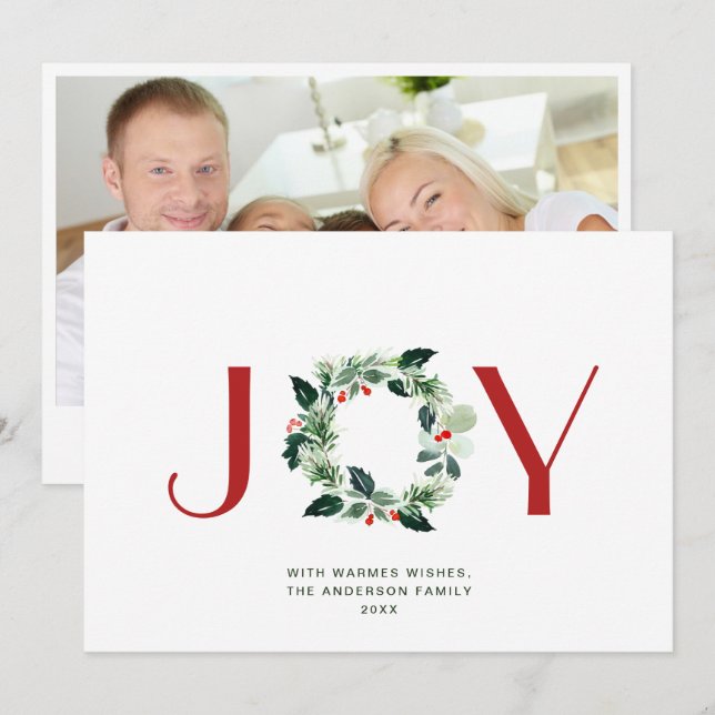 JOY Festiv Julkrans Julhälsning  Julkort (Fram/baksida)