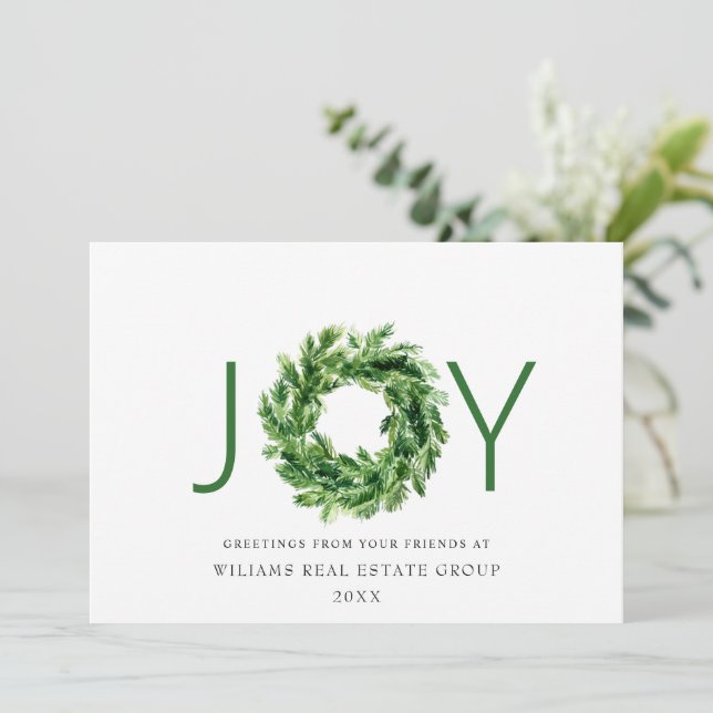 JOY Festive Gräs Gren God jul Julkort (Stående Fram)