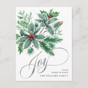 JOY Festive Holly Berry jul Hälsning Helg Vykort