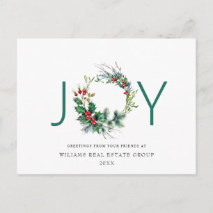 Joy Festive Holly Berry jul Hälsning Helgdag Vykort