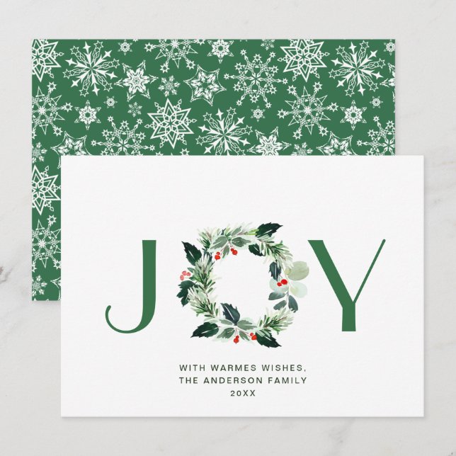 JOY Festive Holly Berry Wandejul Hälsning Julkort (Fram/baksida)