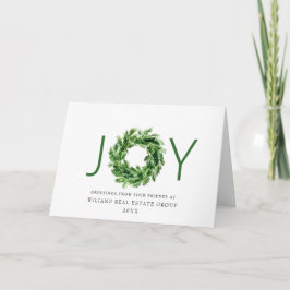 JOY Festive Pine Branch Wreath Christmas Holiday Helgkort