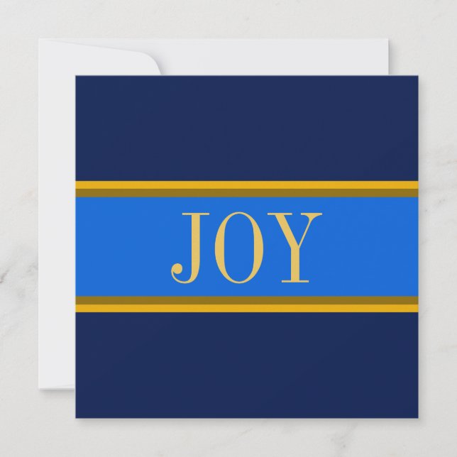 JOY Festive Royal Navy Blue Golden Gult Rand Julkort (Framsida)