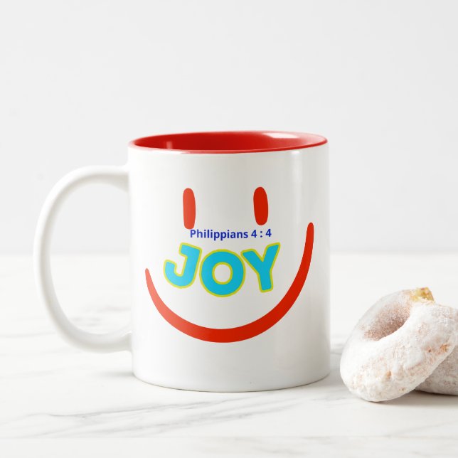 Joy (filippianer 4:4) Mugg och Kopp (Med munk)