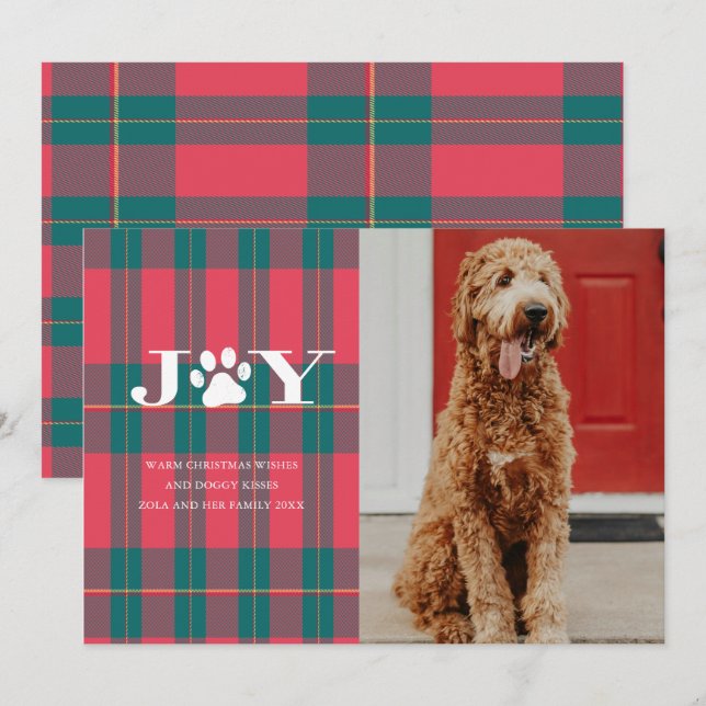 JOY Filled Tassar Pet Photo Helgdag Card Inbjudningar (Fram/baksida)