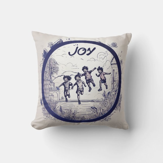 Joy Films Emblem Logotyp – Bläckkonst Rund Ram med Kudde (Framsida)