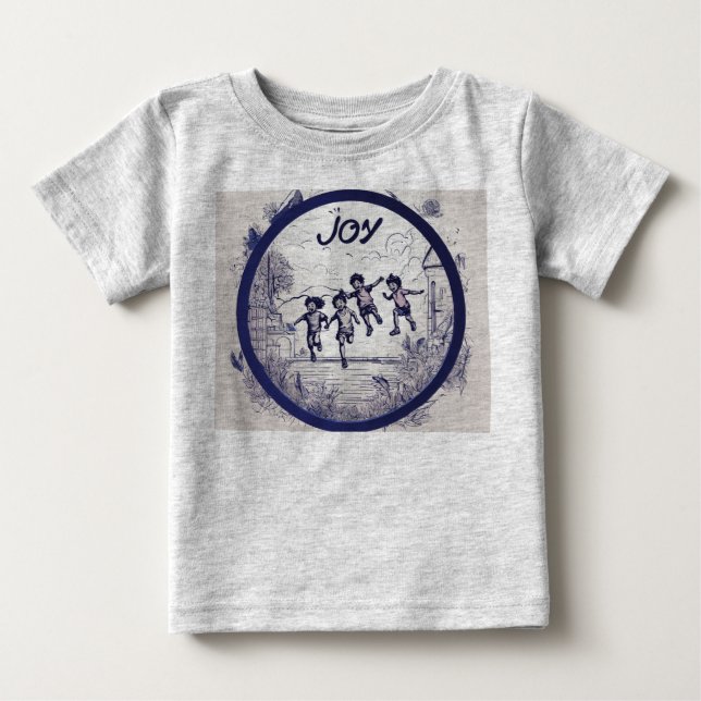 Joy Films Emblem Logotyp – Bläckkonst Rund ram med T Shirt (Framsida)