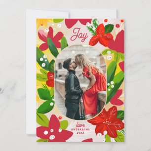 Joy Floral jul   Ljus botanisk bild Julkort