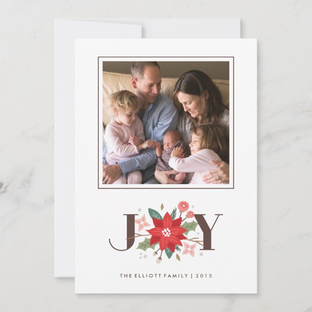 Joy Flourish Helgdag Card - vitt Julkort (Framsida)