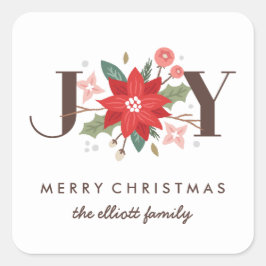 Joy Flourish Sticker - White Fyrkantigt Klistermärke