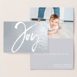 Joy Foil med modernt, minimalt julfotkort Folierat Kort