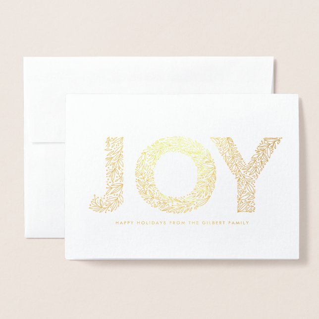 JOY Foliage Typography jul Photo Folierat Kort (Framsida med kuvert)
