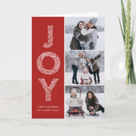 JOY Foliage Typography Red jul Photo Collage Helgkort