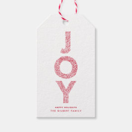 JOY Foliage Typography Red jul Presentetikett