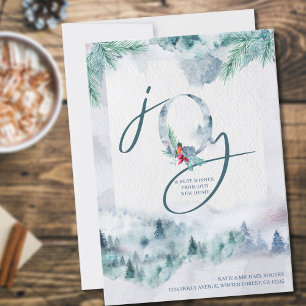 Joy från New Home Watercolor Misty Forest Flytta Meddelande