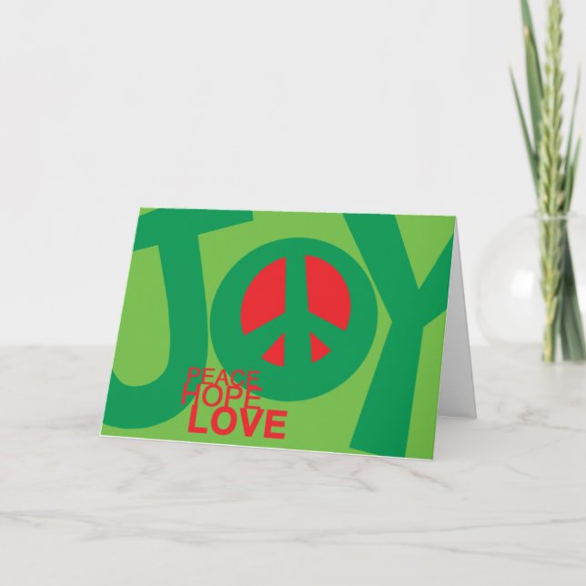 Joy, fred, hopp, Kärlek Helgdag Card Helgkort (Framsida)