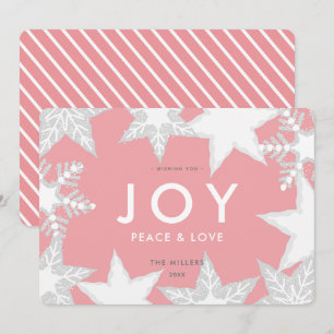JOY Frostat Snöflingor Rosa-julkort Inbjudningar