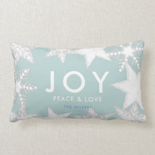 JOY Frosted Snöflingor Light Blue-jul Lumbarkudde