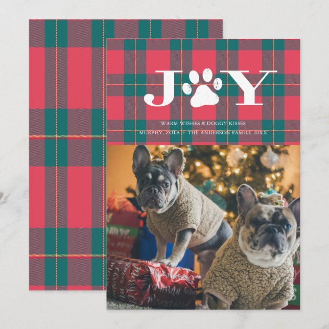 JOY Fyllda tassar Husdjur Foto Julkort Inbjudningar (Fram/baksida)