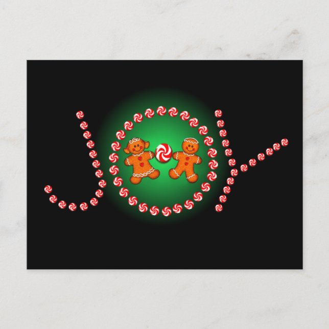 JOY, GINGERBREAD KIDS & CANDY by SHARON SHARPE Vykort (Framsida)