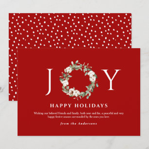 Joy Glad helg Watercolor Wandefrand Red & White Julkort