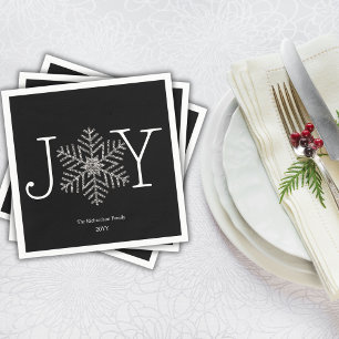 Joy Glittery Snowflake Family Namn och År Pappersservett