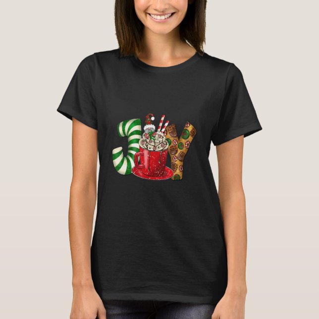 Joy Gnome Coffee Latte Cups Cookies Christmas T Shirt (Framsida)
