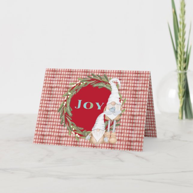 Joy Gnomes Helgdag jul Kort (Framsida)