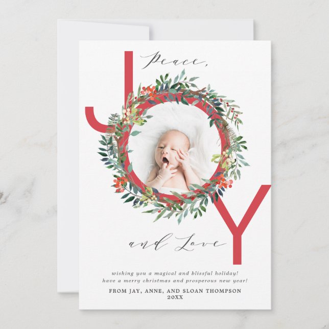 JOY God Baby Photo, fransk julfransar Julkort (Framsida)