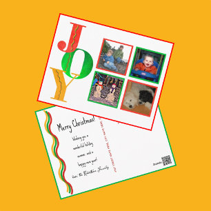 JOY God jul Gott nytt år Photo Postcard Vykort