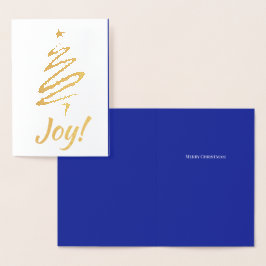 Joy! God jul Julafton Träd Blue Ditt Ord Folierat Kort