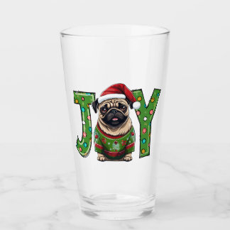 JOY God jul Pug Santa Glaskopp