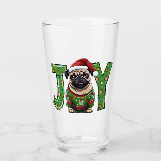 JOY God jul Pug Santa Glaskopp (Framsida)