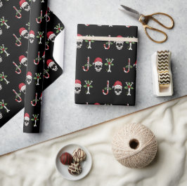 Joy Gothic Skull Holly Julens Helgdag Wrapping Presentpapper