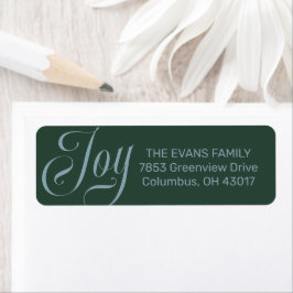 Joy green and light blue Christmas return address Returadress Etikett