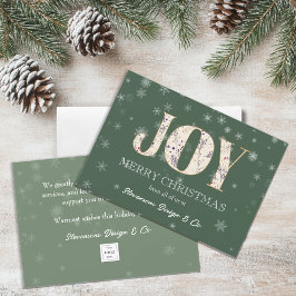Joy Grönt Business Helgdag Card med Logotyp Julkort