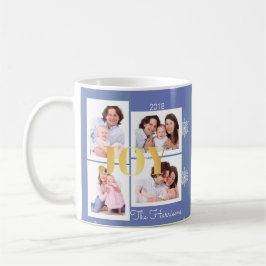 Joy Guld Blue Family Photo Collage jul Kaffemugg