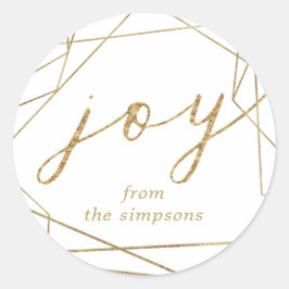 Joy Guld Geometric Helgdag Classic Round Sticker Runt Klistermärke
