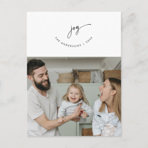 Joy, Hälsning, Familjefoto, Sömmande skript Vykort