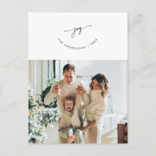 Joy, Hälsning, Family Photo, Cute Smiling Script Vykort