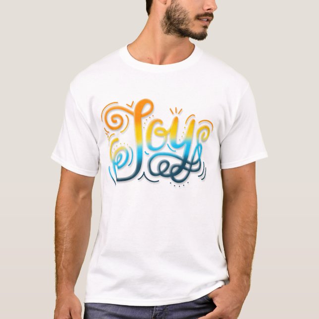 Joy Hand Lettering AroAce Pride Sunset T Shirt (Framsida)