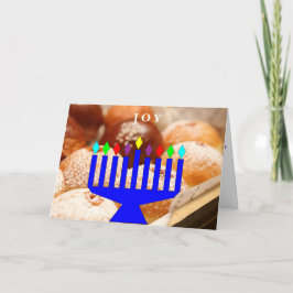 "Joy" Hanukkah donuts och menorah helgdag-kort Helgkort
