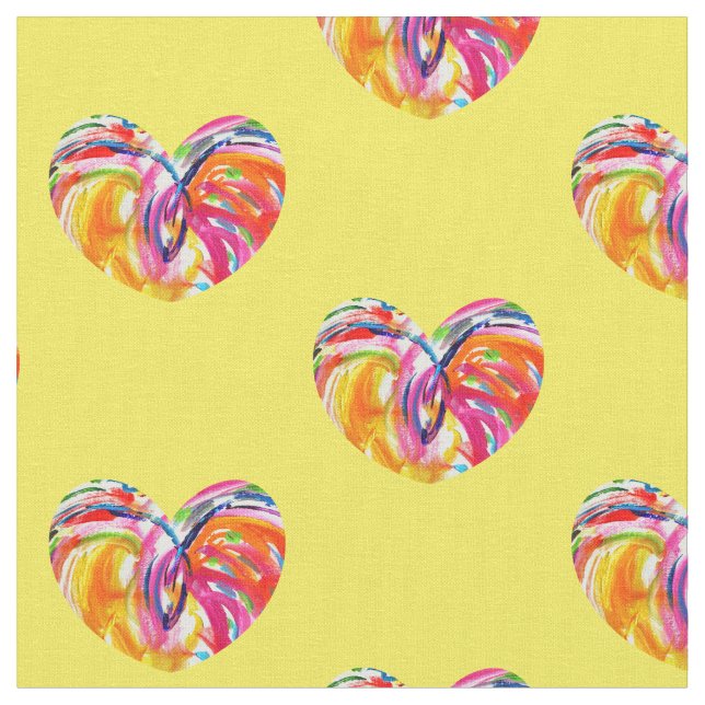 Joy Hearts Rainbow Fabric Art Material Tyg (Närbild)