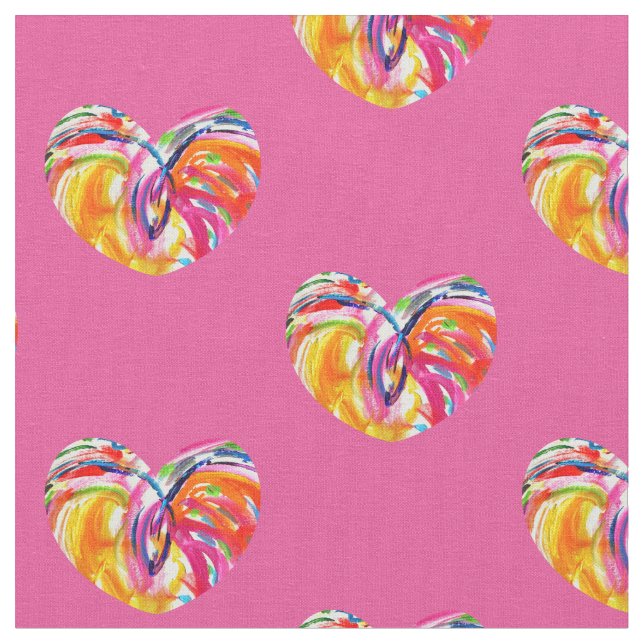 Joy Hearts Rainbow Fabric Art Material Tyg (Närbild)