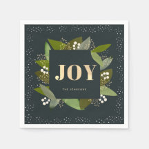 JOY Helgdag Foliages Navy Blue Papper Napkins