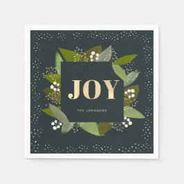 JOY Helgdag Foliages Navy Blue Papper Napkins Pappersservett