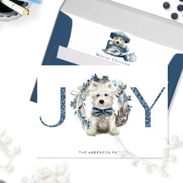 JOY, Helgdag krans med Cute Puppy, jul Kort
