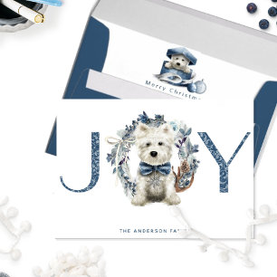 JOY, Helgdag krans med Cute Puppy, jul Kort